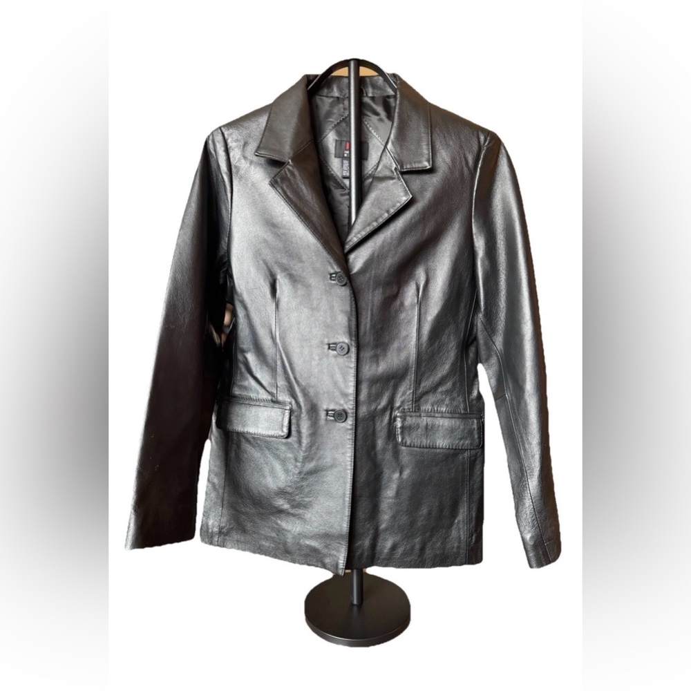 Emergency Exit Girls Black Leather Jacket Size 14/16
